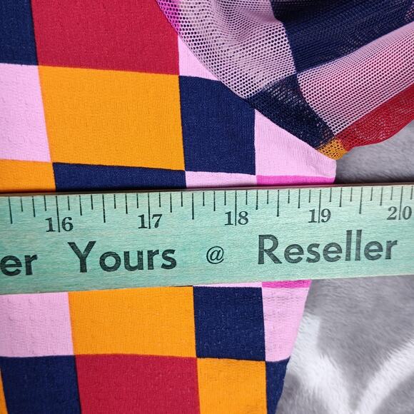 IBKUL Shirt Womens Medium Pink Orange Check UPF 50+ Long Sleeve Golf Mock Neck - Picture 5 of 8